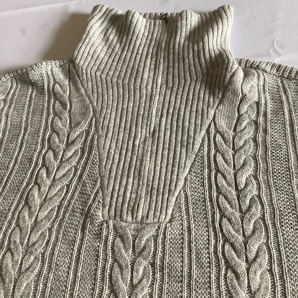 Torrid Gray Cable Knit Quarter Zip Sweater Plus Size 3 3X Funnel Neck Ribbed - Picture 13 of 16